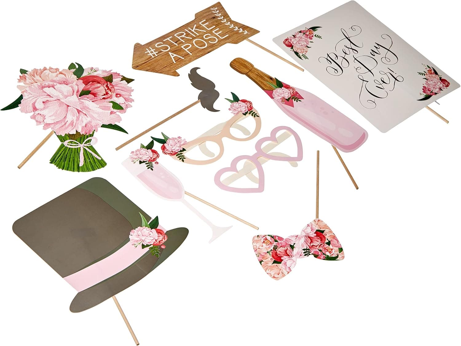 Amazon.com: Ginger Ray Vintage Wedding Photo Booth Props Boho 10 in A ...