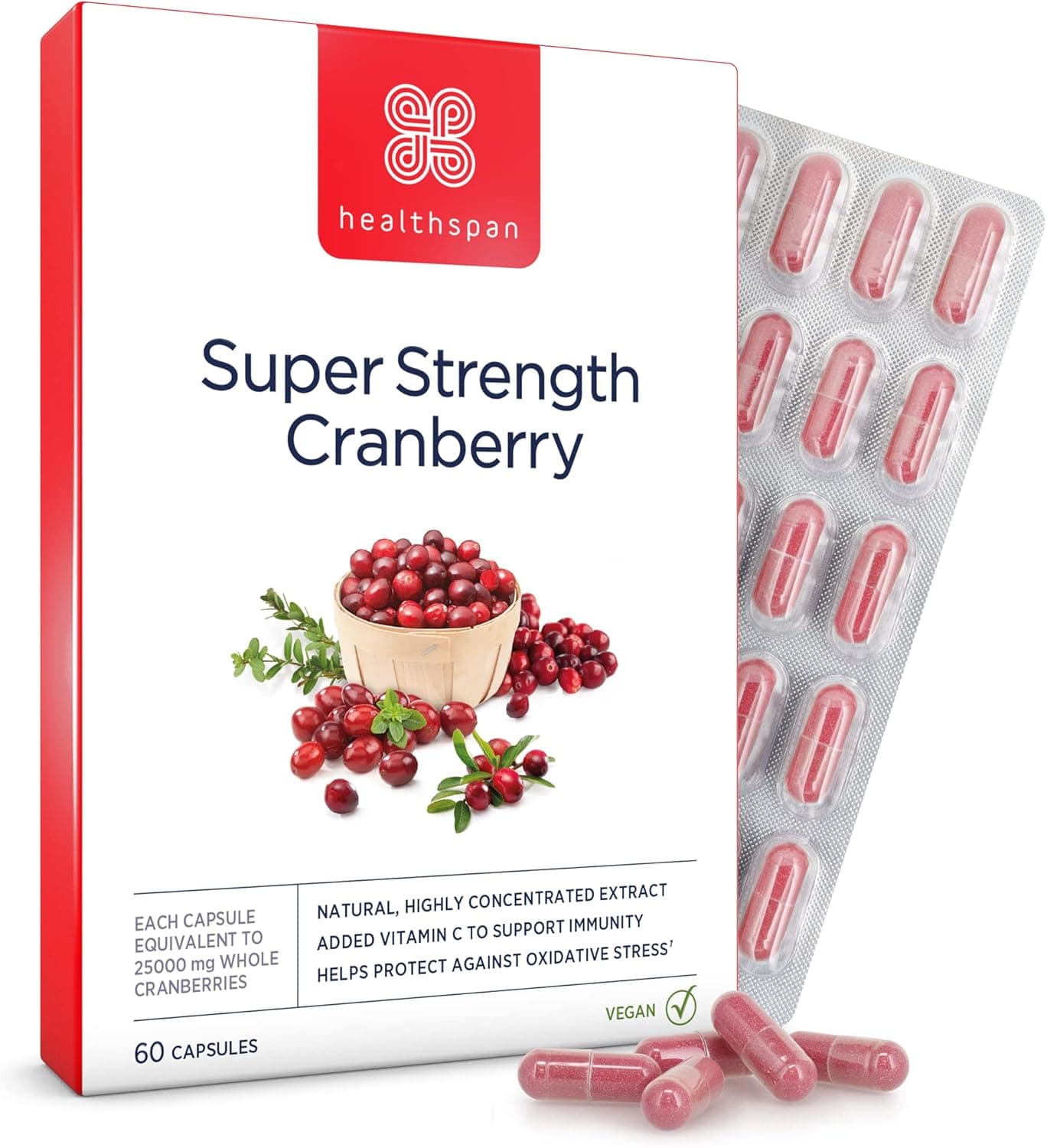 Healthspan Super Strength Cranberry (60 Capsules) | for Immune Health ...