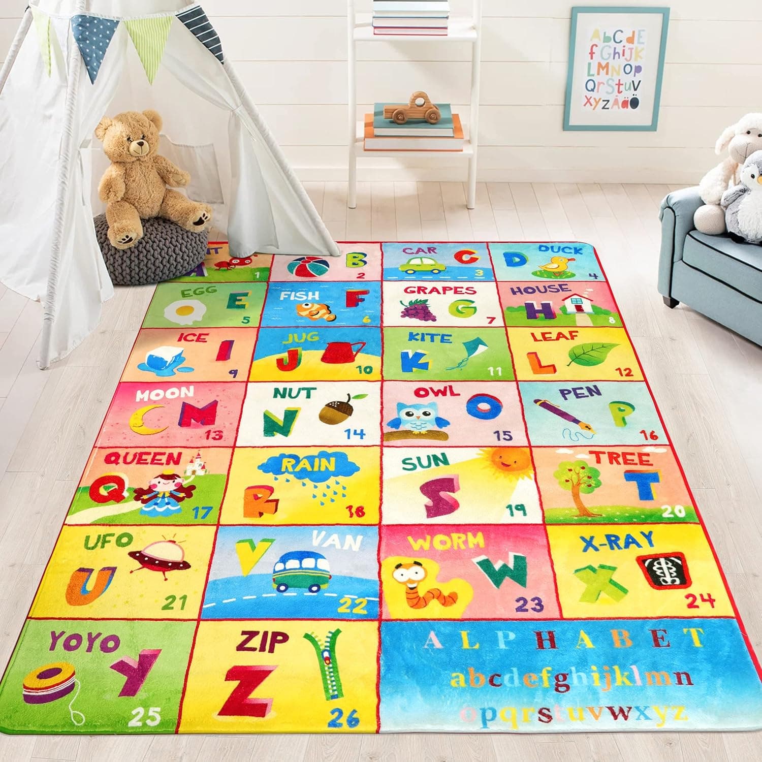Amazon.com: LIVEBOX Kids Rug Educational ABC Rug for Playroom, 4'x5 ...
