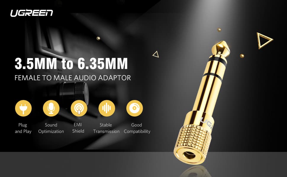 UGREEN Audio Adapter 6.35mm (1/4 inch) Male to 3.5mm (1/8 inch) Female ...
