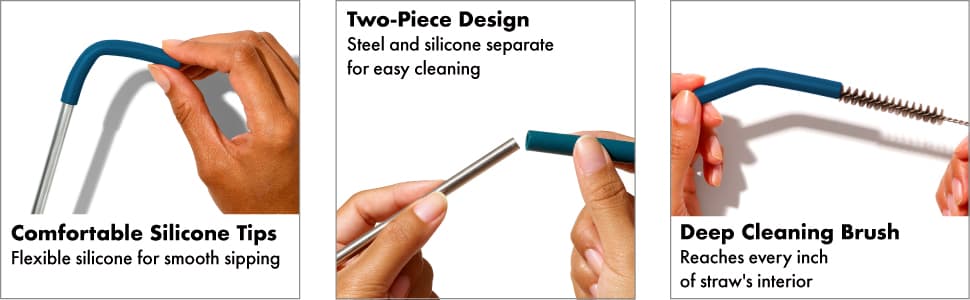 Amazon.com: OXO Good Grips 5-Piece Set (Blue/Green) Reusable Straws ...