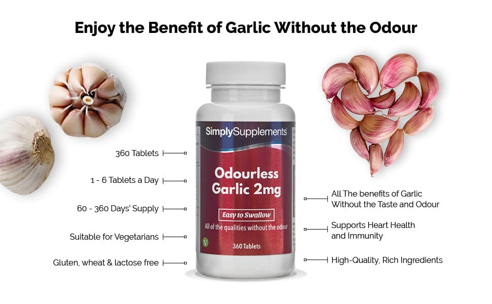 Odourless Garlic 2mg | 360 Tablets | Supports Heart Health ...