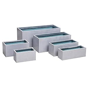Primrose Zinc Galvanised Planter Rectangular Silver Outdoor Trough ...