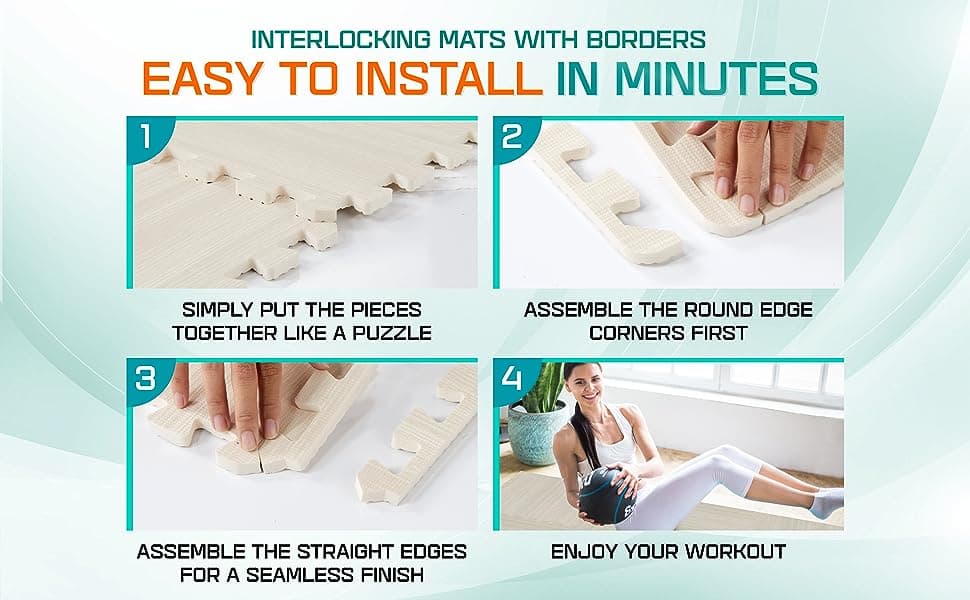 Yes4All Interlocking Floor Mats with Border – Foam Floor Mats/Gym Floor ...