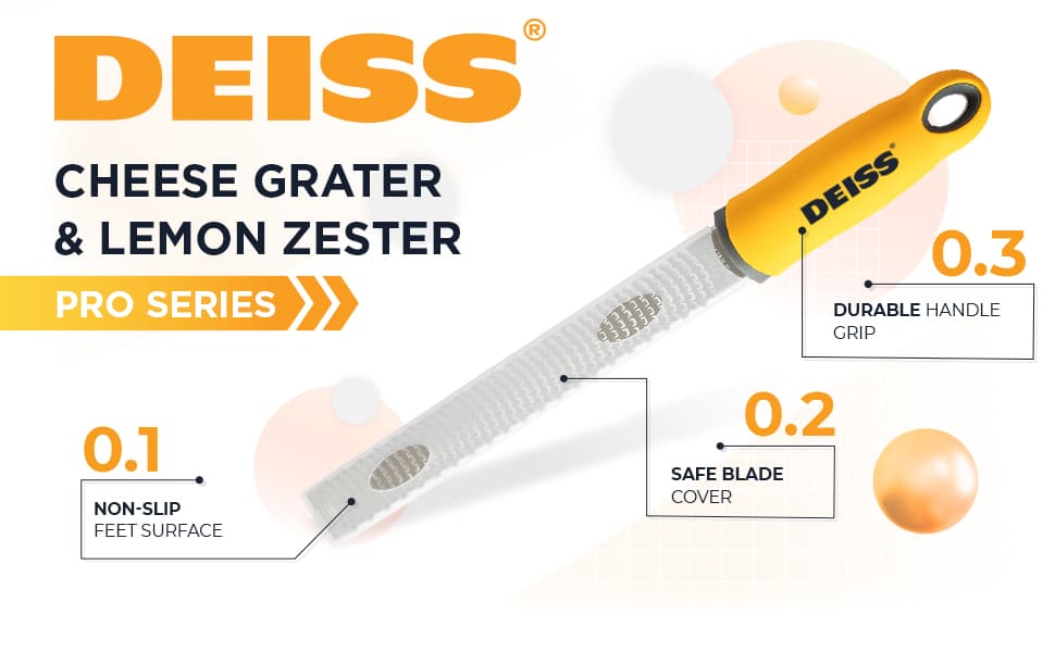 Deiss PRO Citrus Zester & Cheese Grater — Parmesan Cheese Lemon, Ginger ...