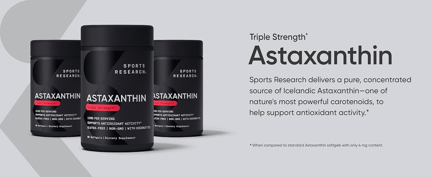 Amazon.com: Sports Research Triple Strength Astaxanthin 12mg with ...