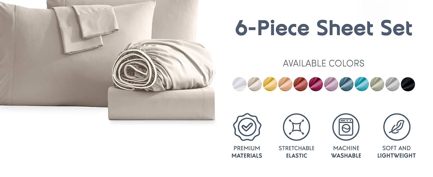 Amazon.com: Nestl Extra Deep Split King Sheet Set - 7 Piece Breathable ...