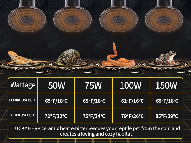 LUCKY HERP Ceramic Heat Emitter, Reptile Heat Lamp Bulbs 100W 2Pack ...