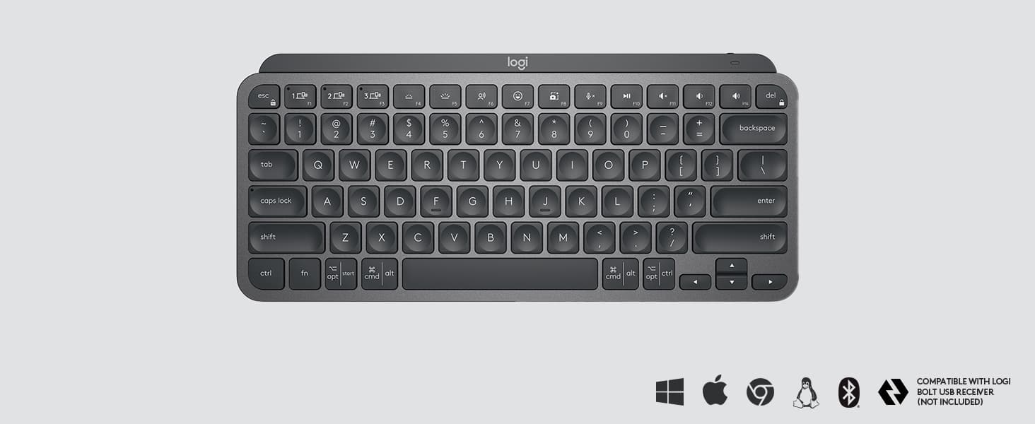 Logitech MX Keys Mini Minimalist Wireless Illuminated Keyboard, Compact ...
