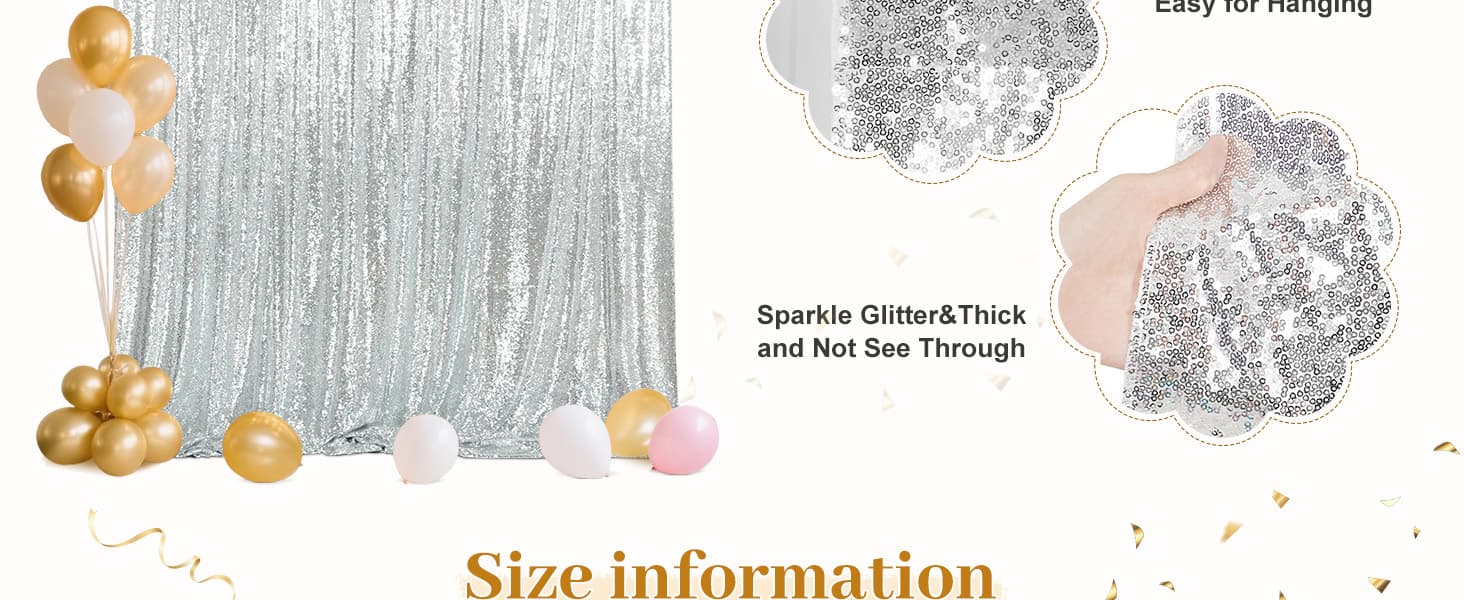 Amazon.com: Eternal Beauty Silver Sequin Backdrop, 20x10 Ft Glitter ...