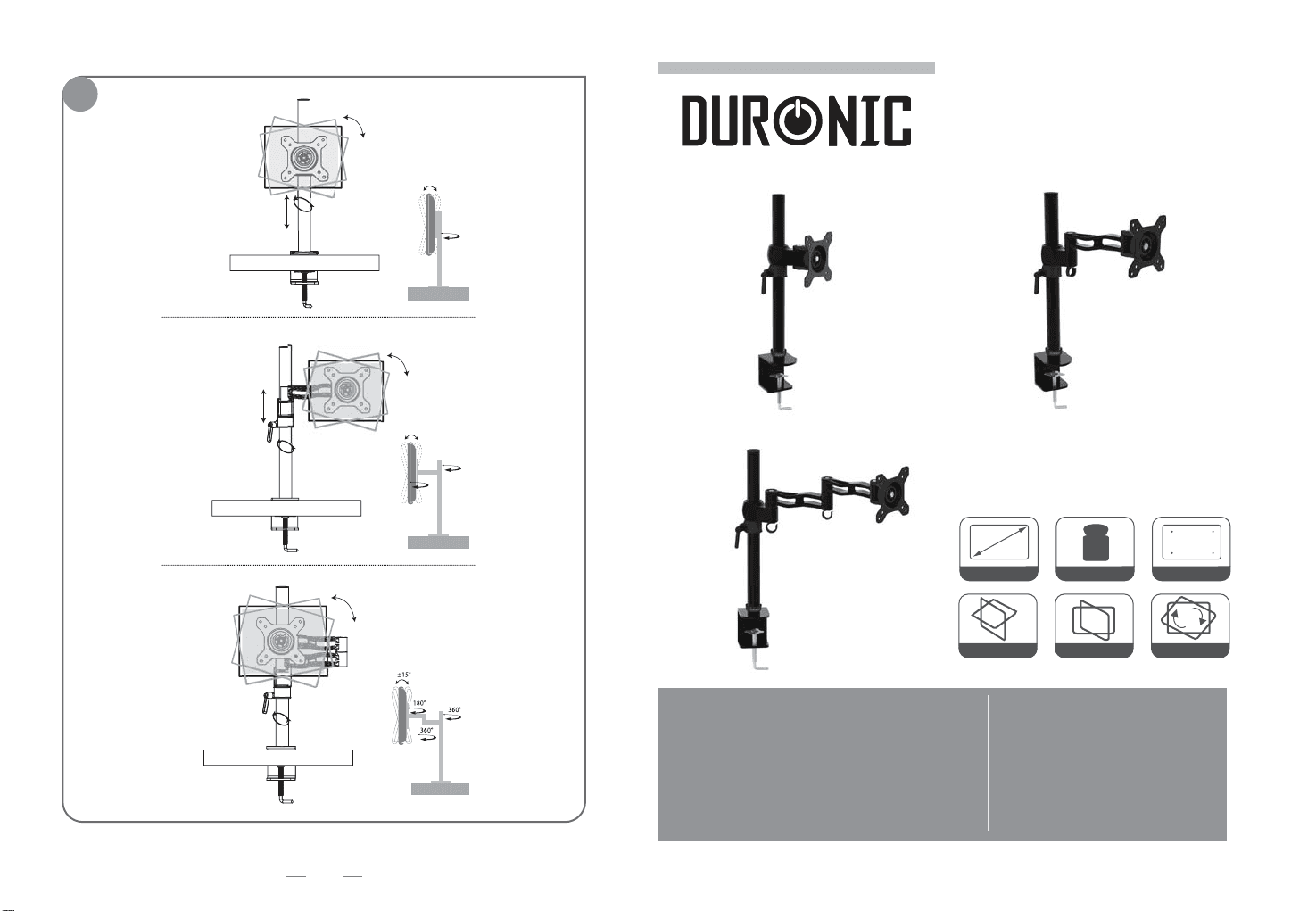 説明書 Duronic DM351X3 モニターマウント