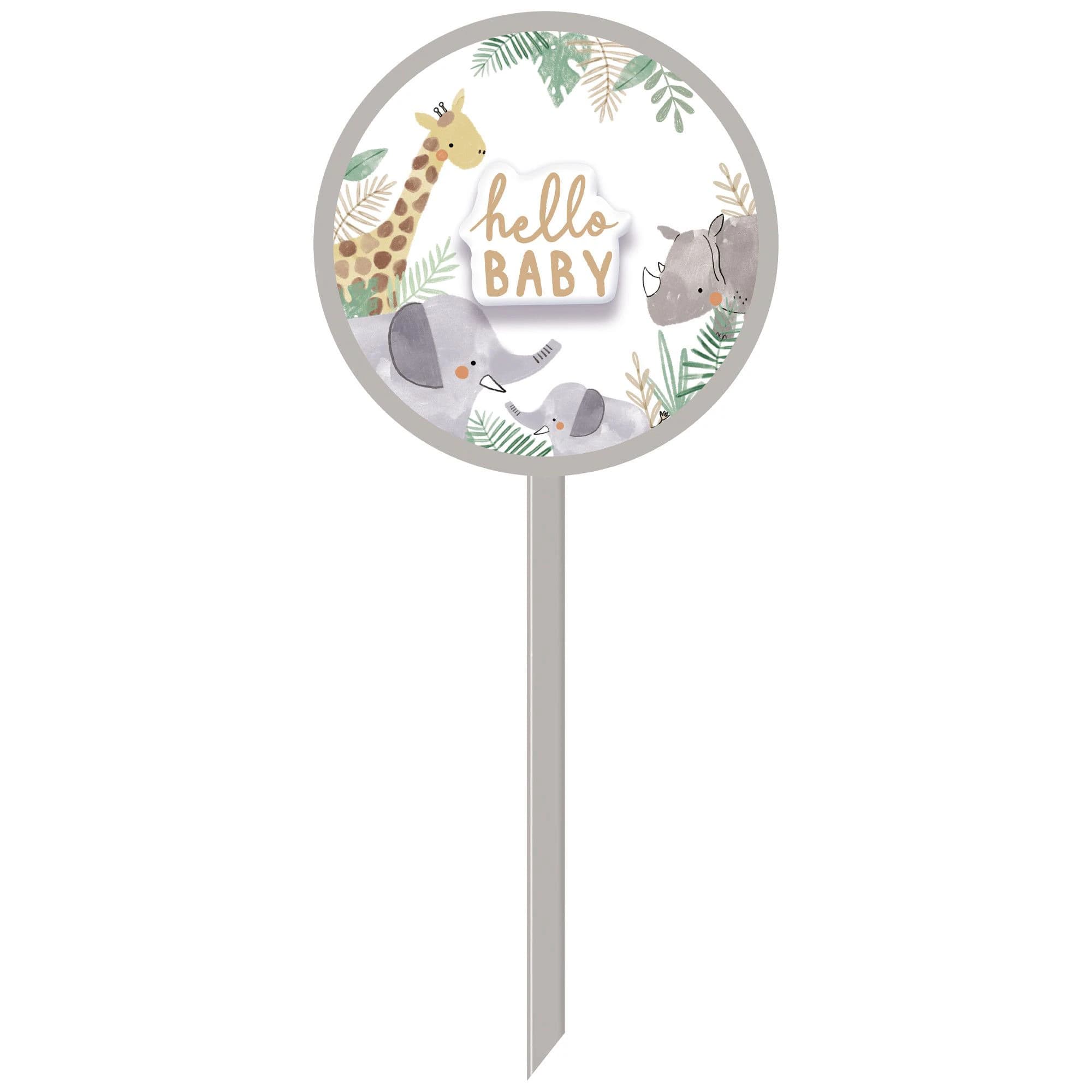 Jungle Baby "Hello Baby" Outdoor Yard Stake Sign Decoration, Grey, 36 ...