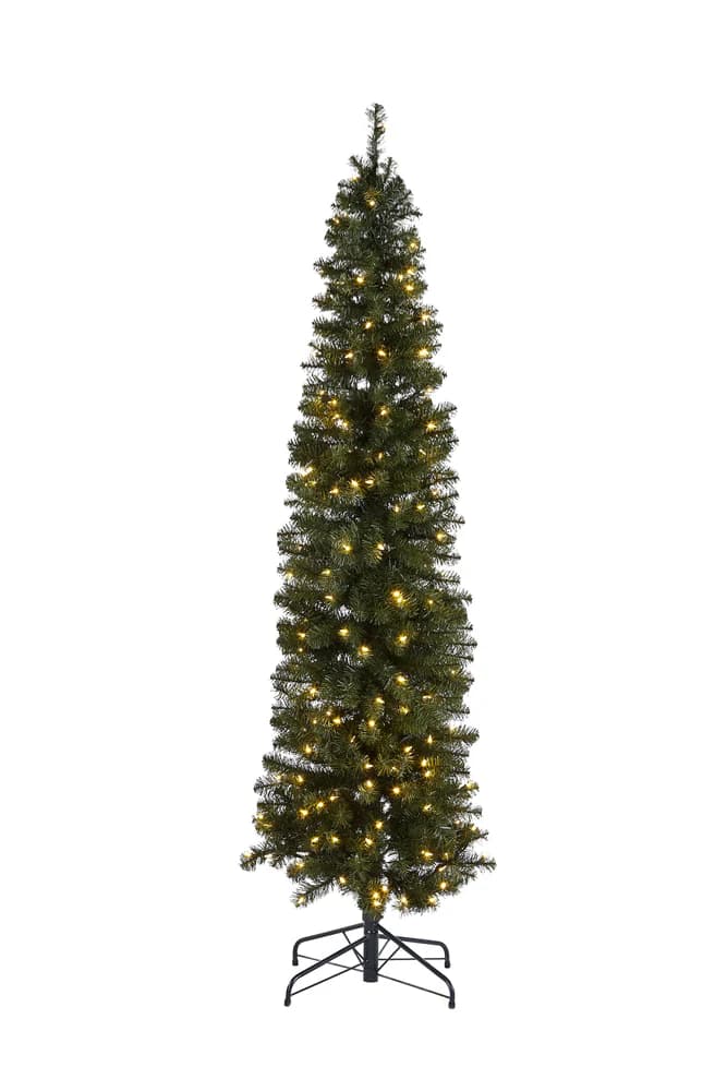 NOMA Pre-Lit Boulevard Pencil Christmas Tree with Tree Stand, 200 LED ...