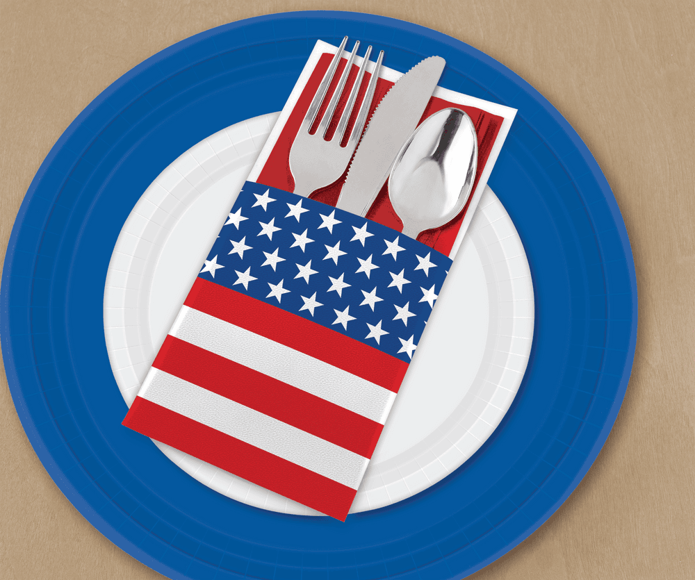 Patriotic American Flag Cutlery Holders, 12-pk | Party City