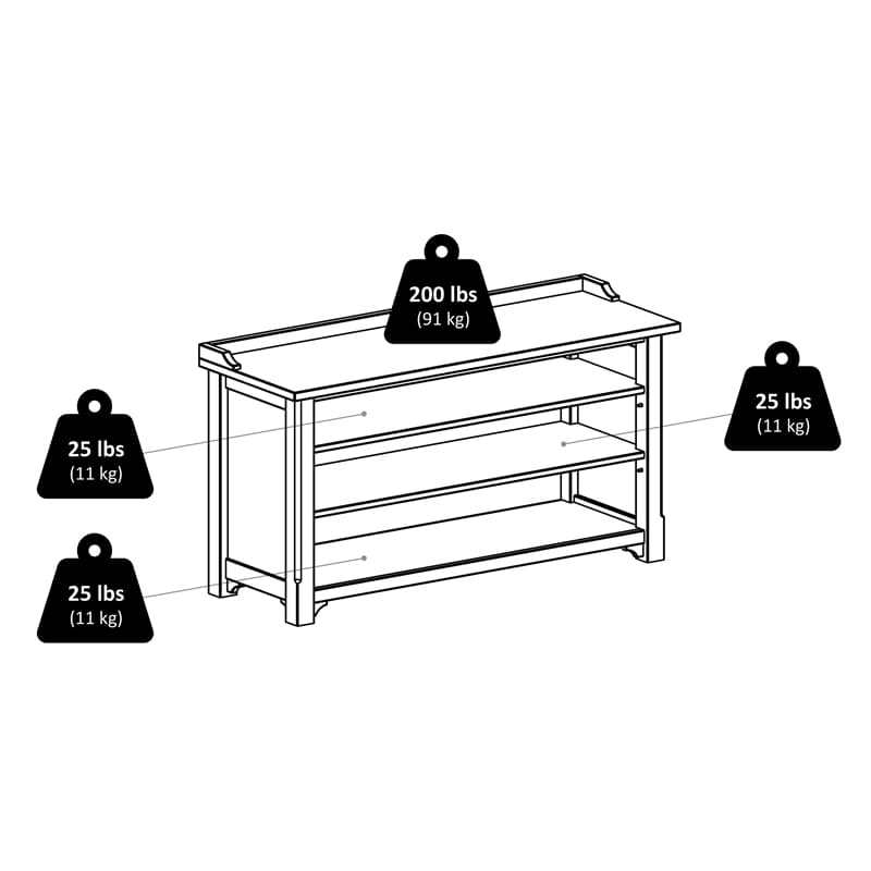 Winsome Dayton Storage Hall Bench Solid Wood Shoe Rack with Shelves in ...