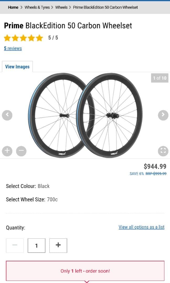 Prime BlackEdition 50 Carbon Clincher Wheelset (rim brake), Sports ...