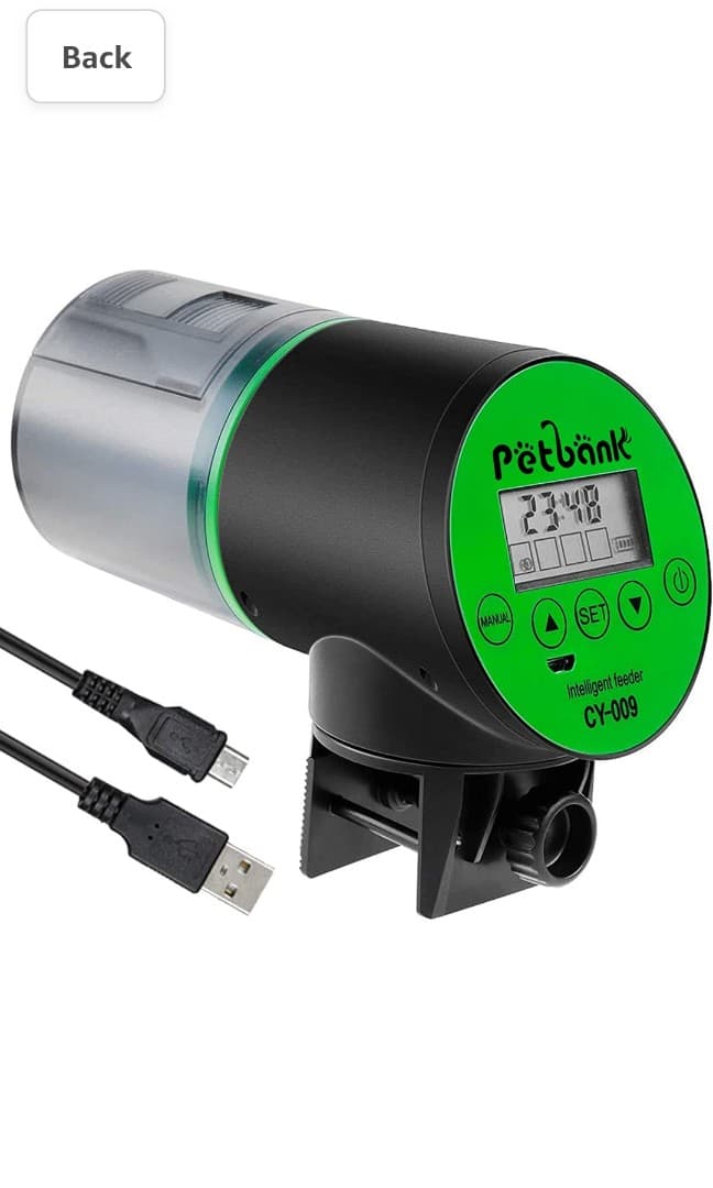 Zacro Automatic Fish Feeder - Rechargeable Timer Fish Feeder with USB ...