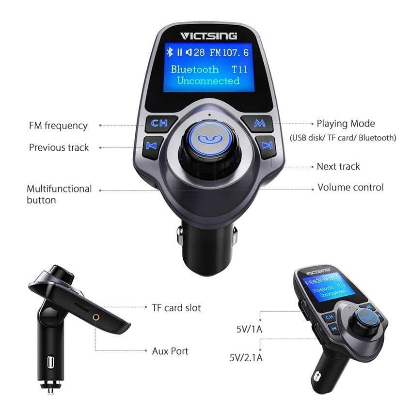 Victsing BH046A car Bluetooth FM Transmitter Wireless Bluetooth Radio ...
