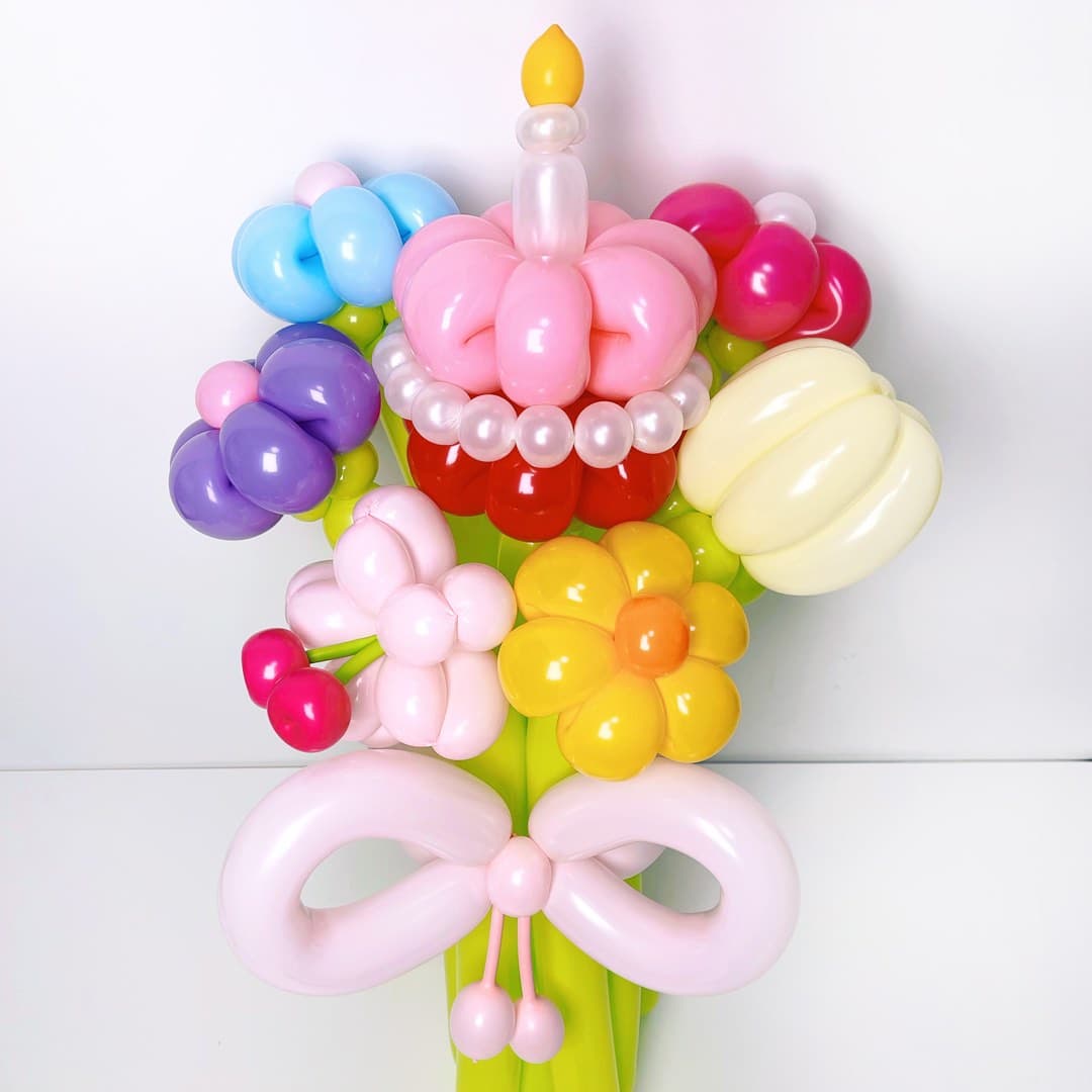 Rainbow colored balloon bouquet, for birthday party gift, Hobbies ...