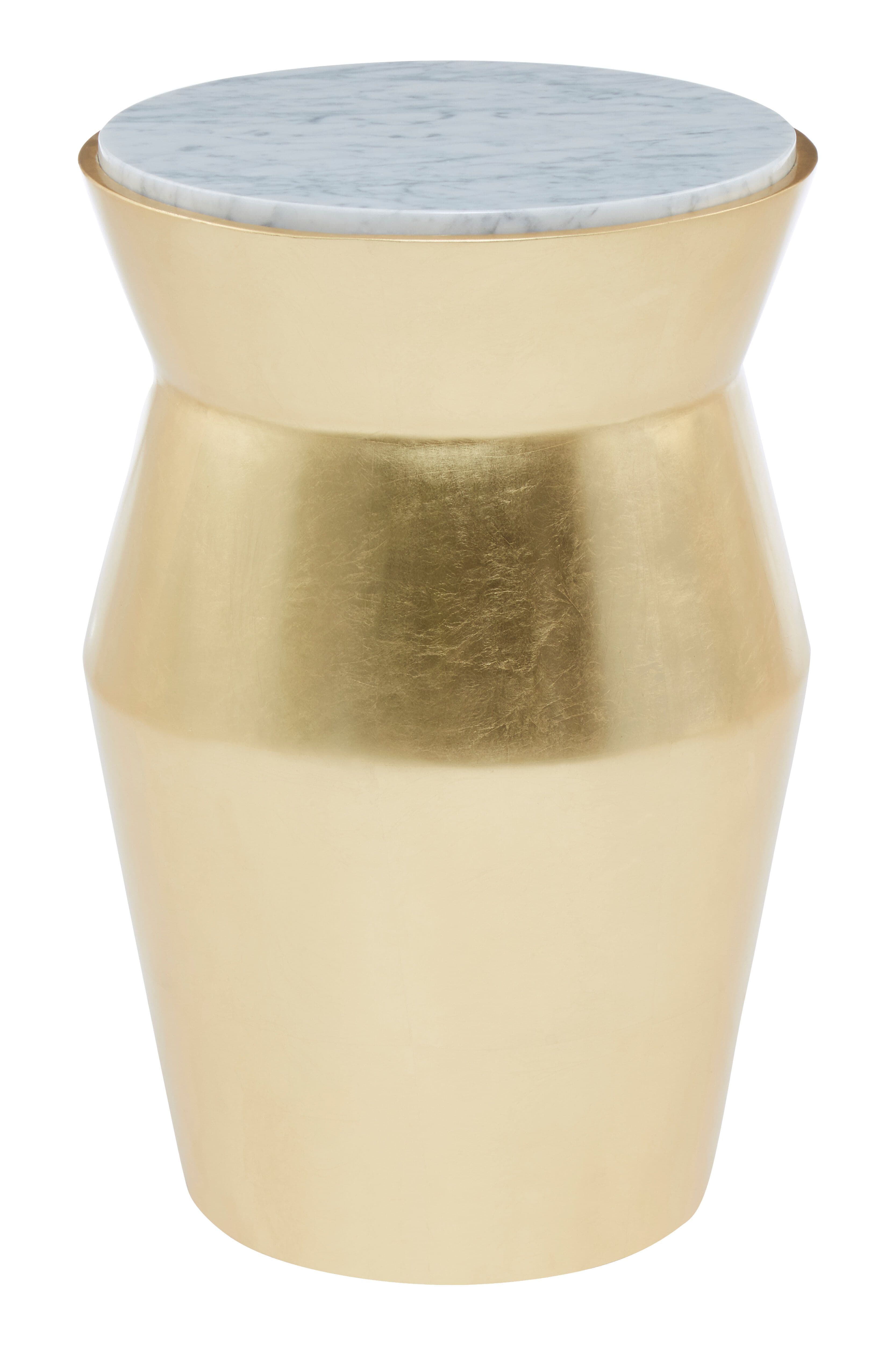 Coffee & Side Tables | Large Gold Drum Side Table With White Marble Top ...