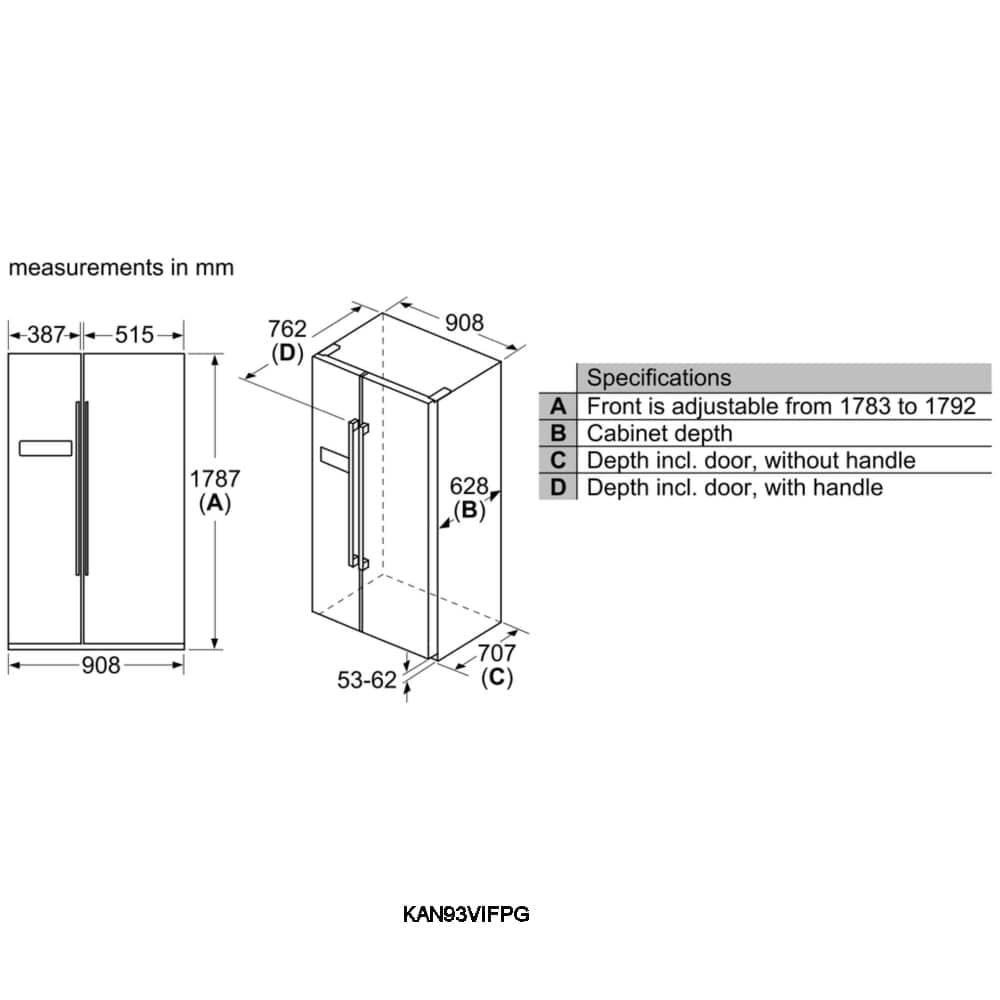 Bosch KAN93VIFPG American Style Fridge Freezer Non Ice & Water ...