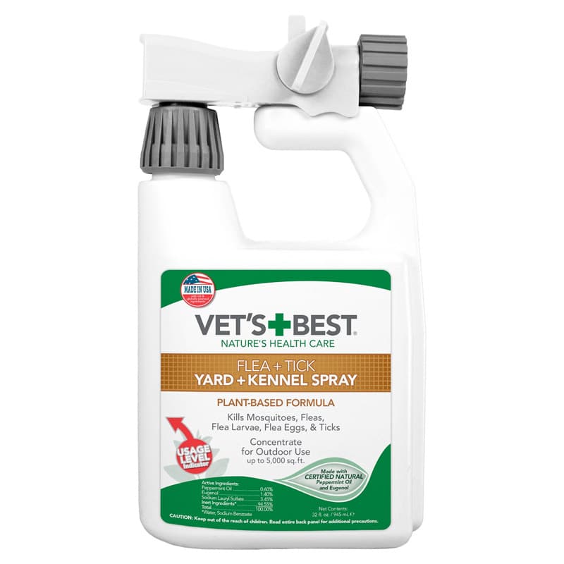 Vet's Best Flea + Tick Yard & Kennel Spray (32 oz) - Naturally For Pets
