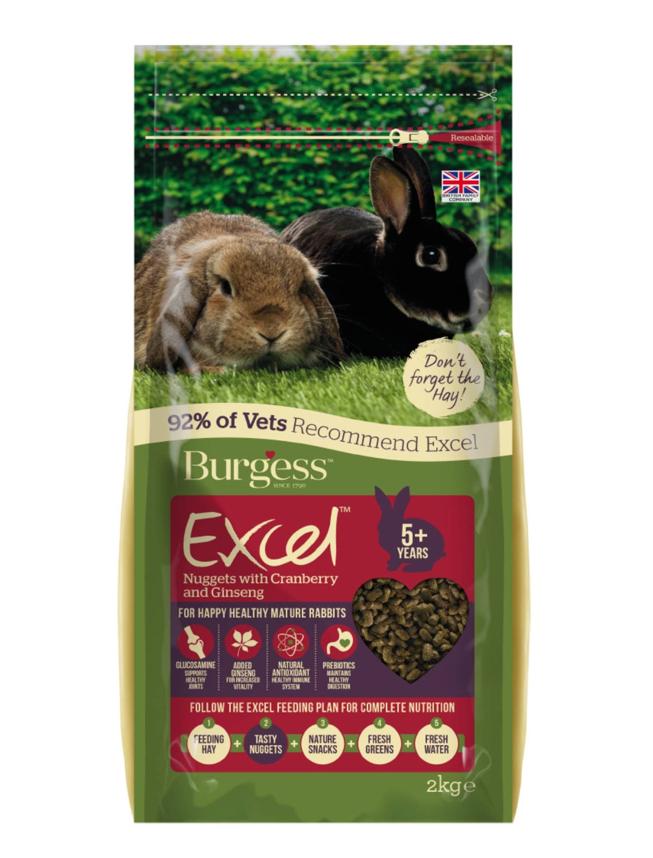 Burgess Excel 2kg Nuggets With Cranberry And Ginseng Senior Rabbit Food ...