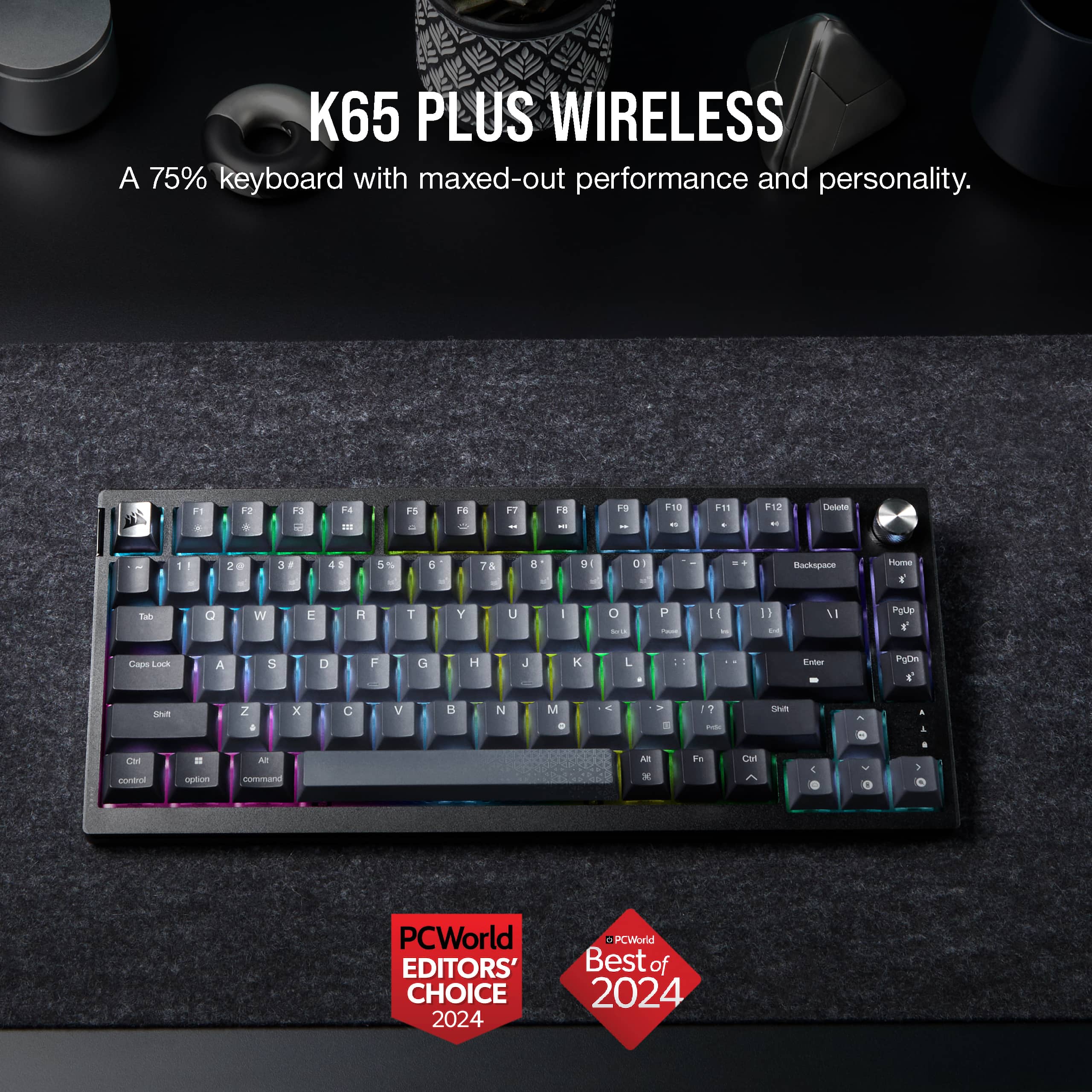 CORSAIR – K65 PLUS WIRELESS 75% RGB Mechanical Pre-Lubricated MLX Red ...