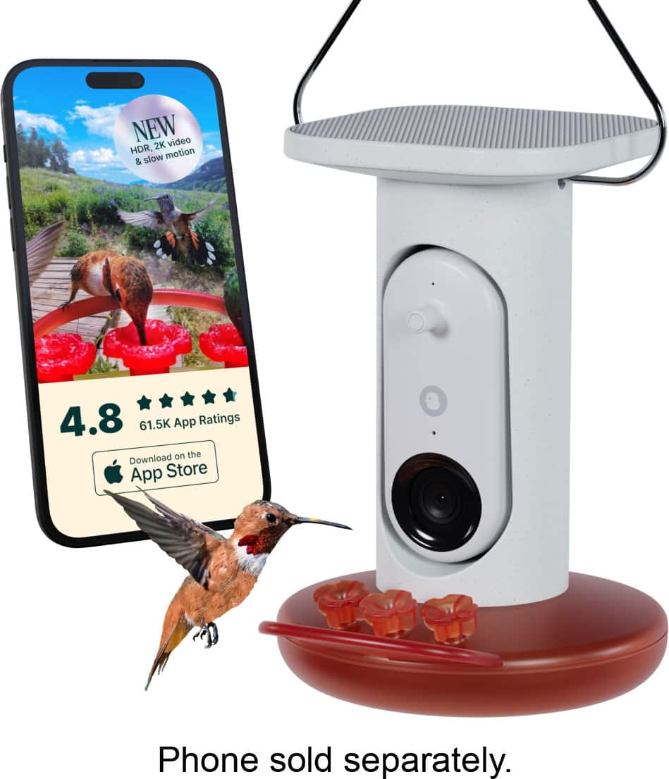 Bird Buddy - Smart Hummingbird Feeder w/ Solar Roof - White BWH1025BAB ...