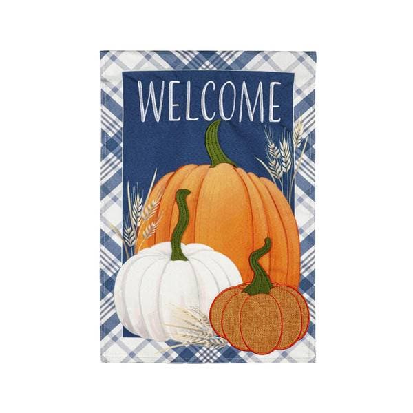 Evergreen Enterprises Plaid Pumpkins Linen Garden Flag - 14L11073 ...