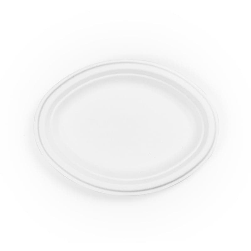 Vegware 10in Oval Bagasse Plate Compostable - Purple Planet Packaging