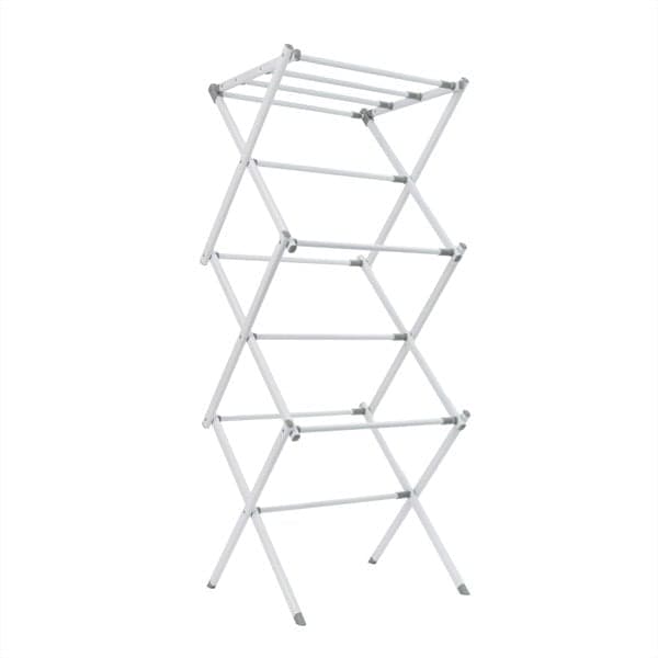 JVL Extendable 3 Tier Concertina Clothes Airer, White | Rackhams