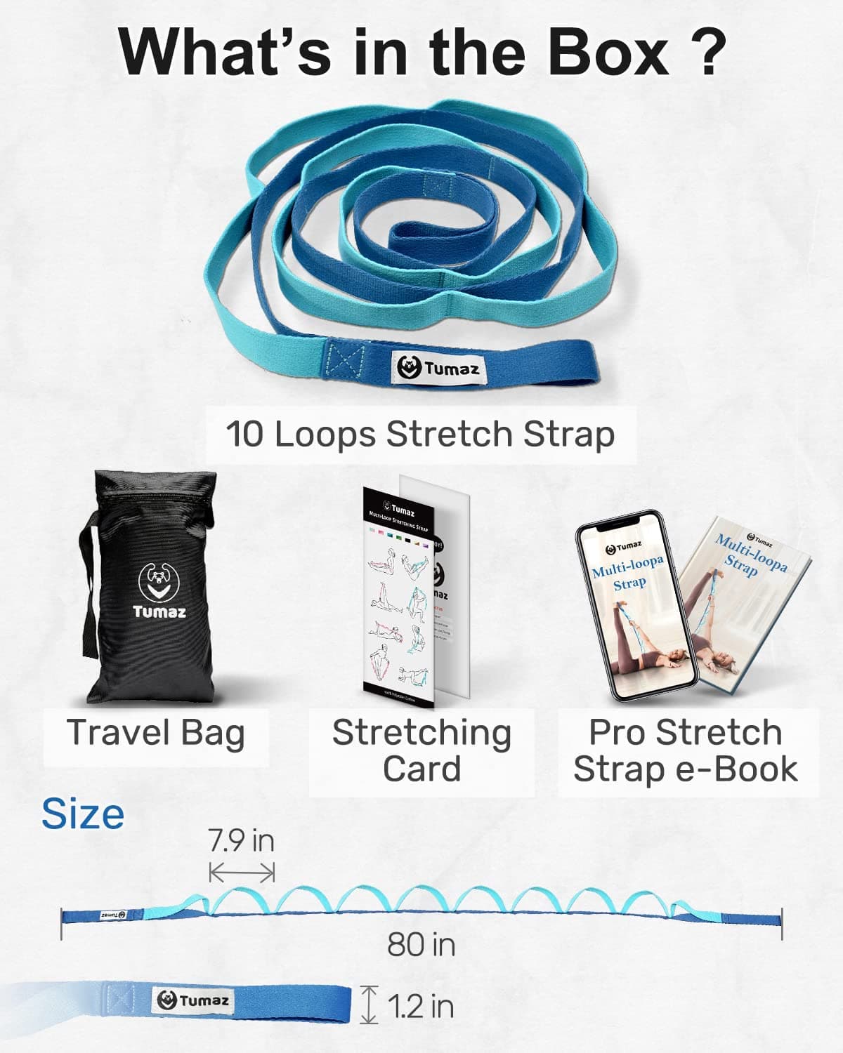 Tumaz Yoga Strap, Thick Soft 10 Loops & Non-Elastic Stretching Strap ...