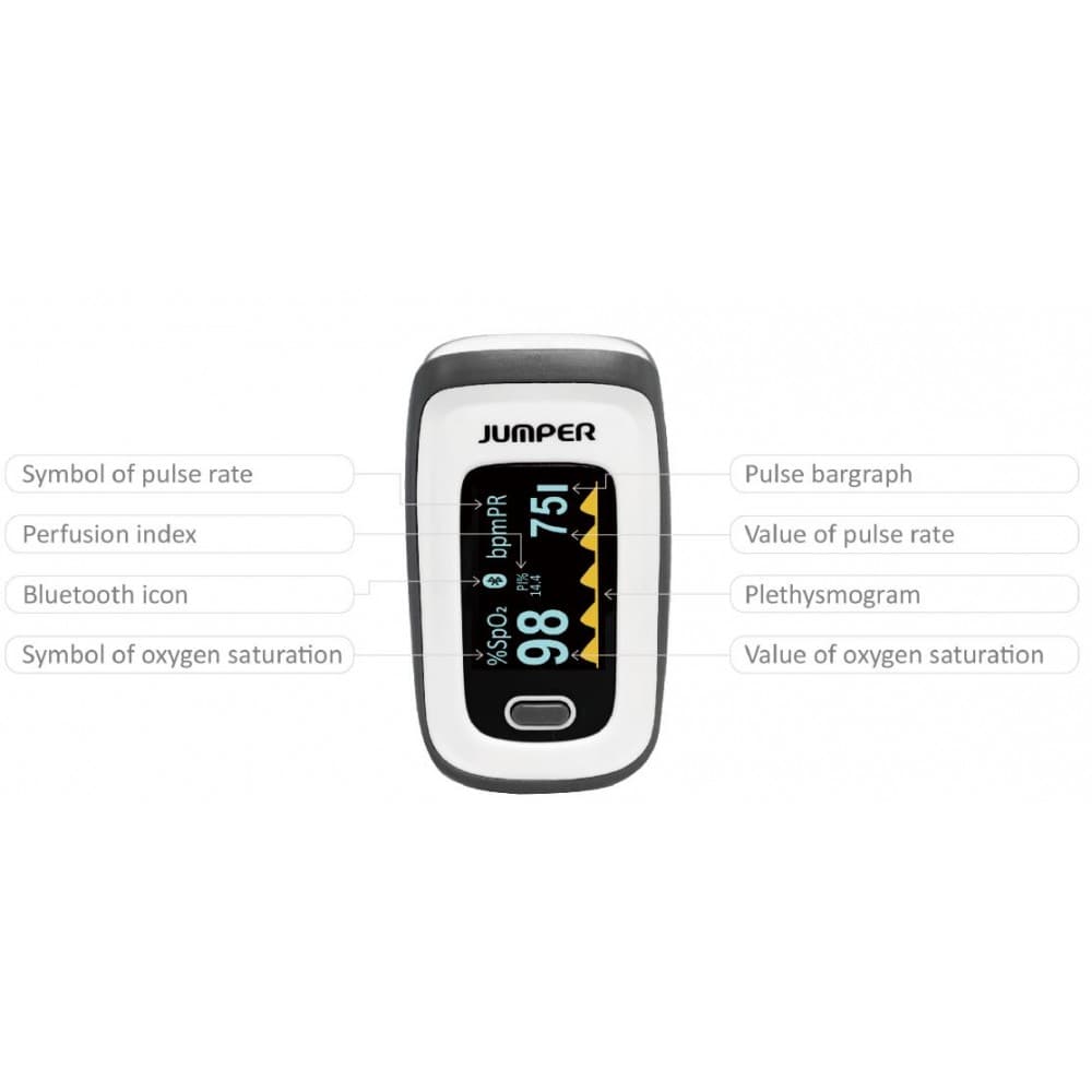 JUMPER JPD-500F Bluetooth Fingertip Pulse Oximeter with OLED Display ...