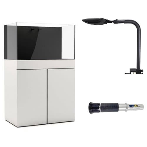 JBJ Rimless Flat Panel 65 Gallon White Aquarium, Stand, & Kessil AP9X ...