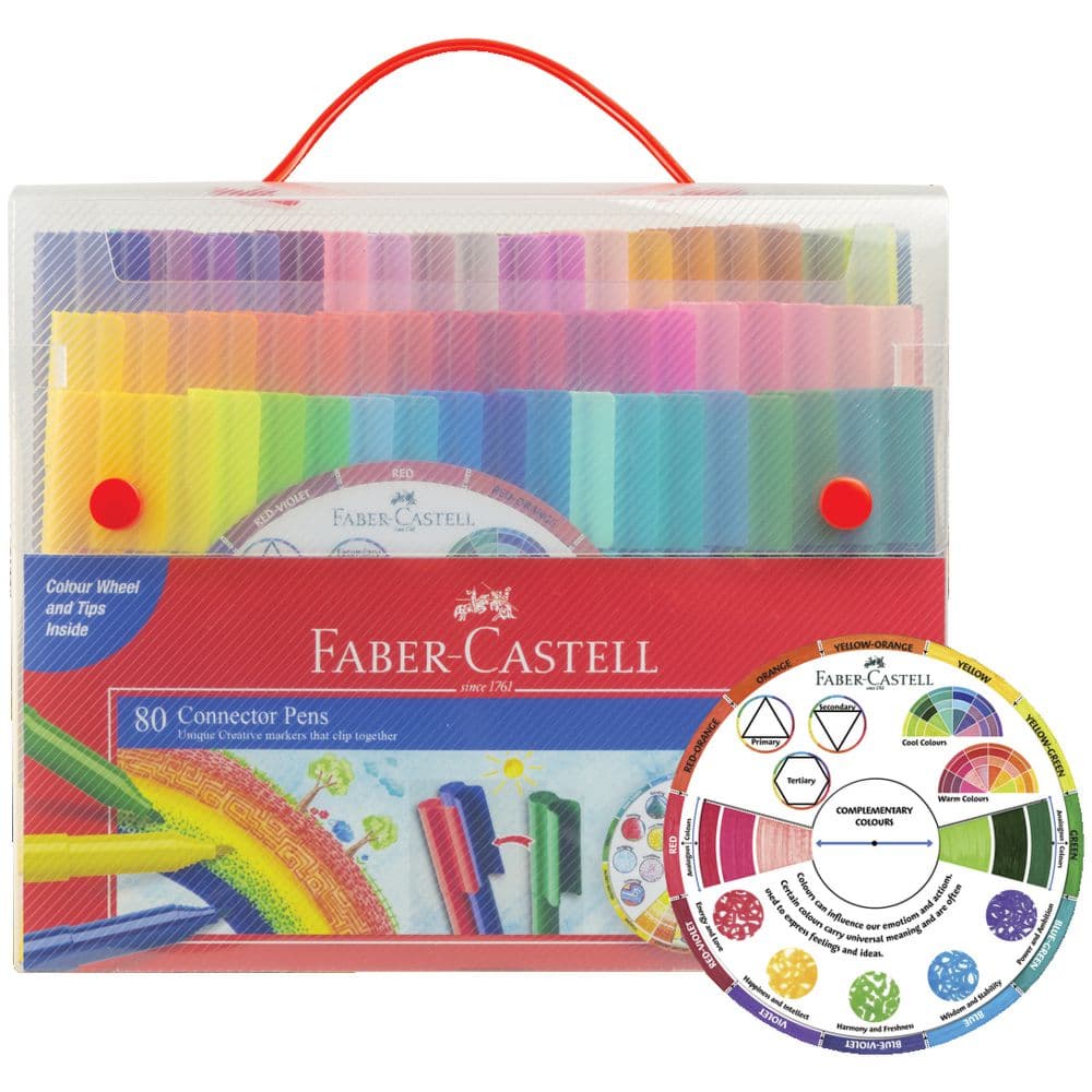 Faber-Castell Connector Pens with Colour Wheel 80 Pack | Officeworks