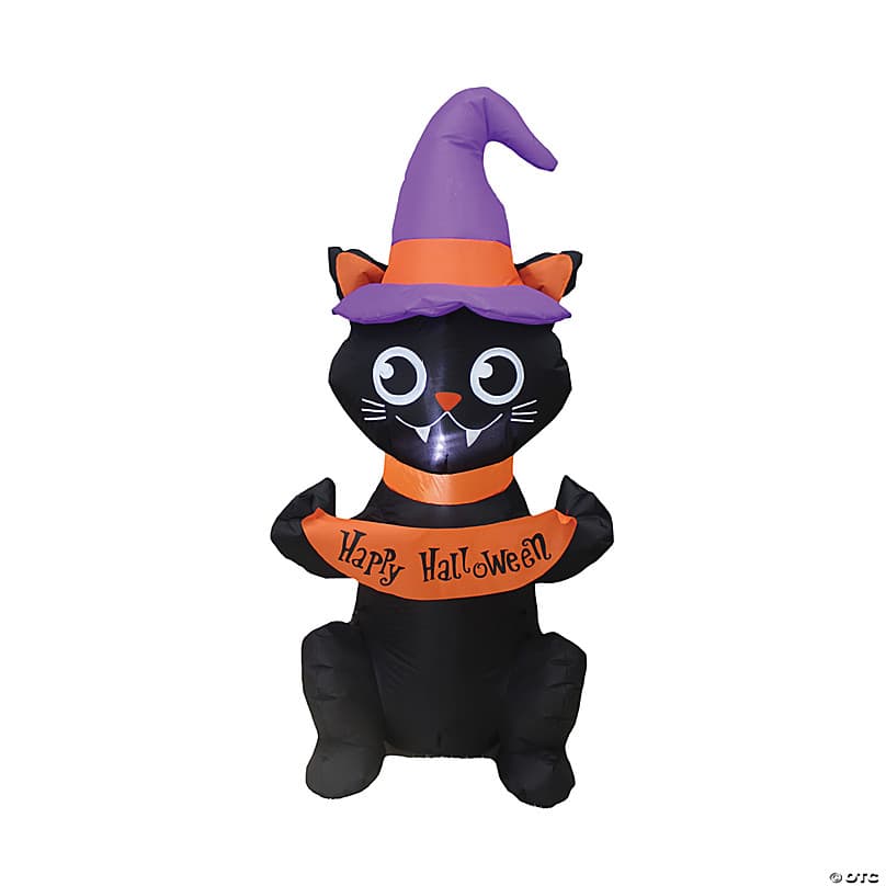 48" Blow Up Inflatable Black Cat Outdoor Halloween Yard Decoration ...