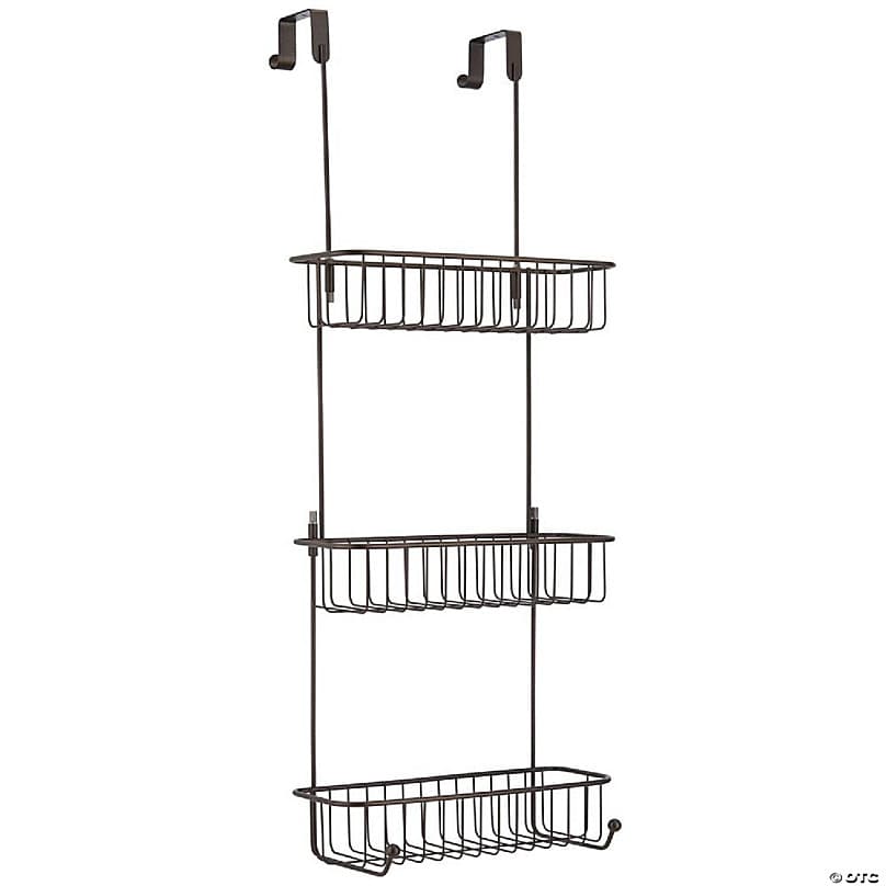 mDesign Metal Over Shower Door Caddy, Bathroom Storage Organizer - Bronze