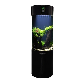 Round Aquarium Cylindrical Fish Tank Acrylic Aquarium Indoor Artificial ...