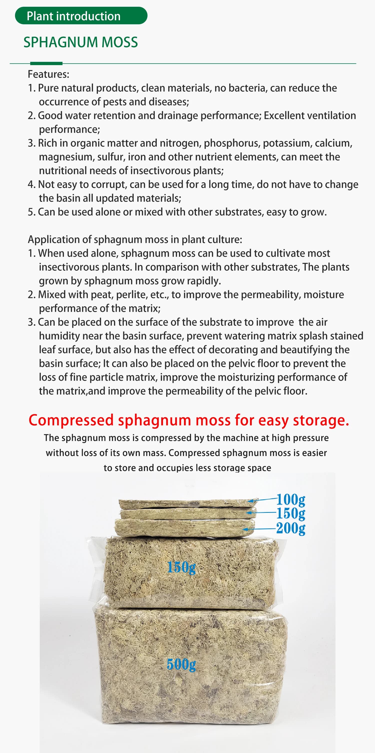 Wholesale Long Fiber Sphagnum Moss Custom Compressed Dry Brick Sphagnum ...