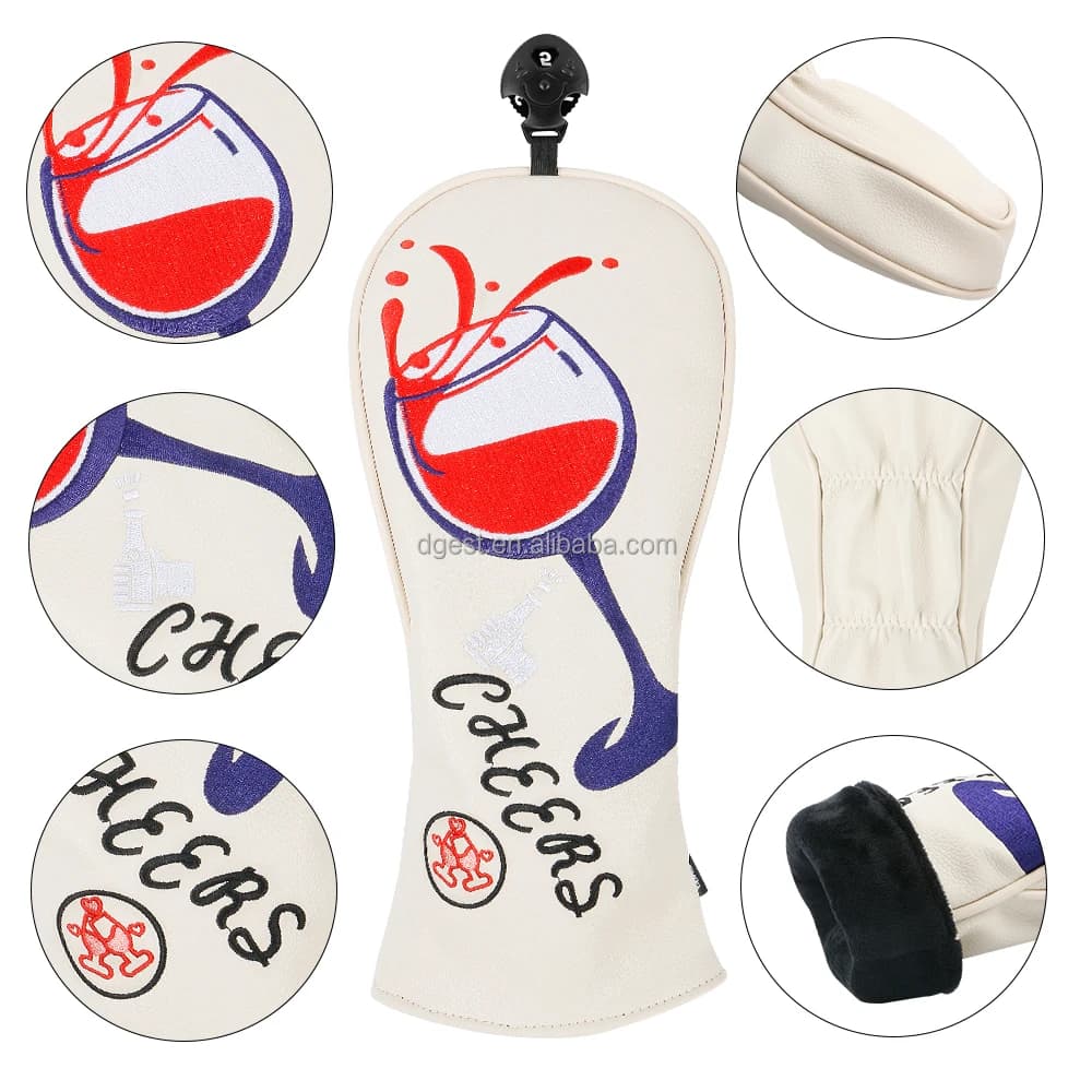 Wholesale Custom Design Embroidered Logo PU Leather Golf Headcovers