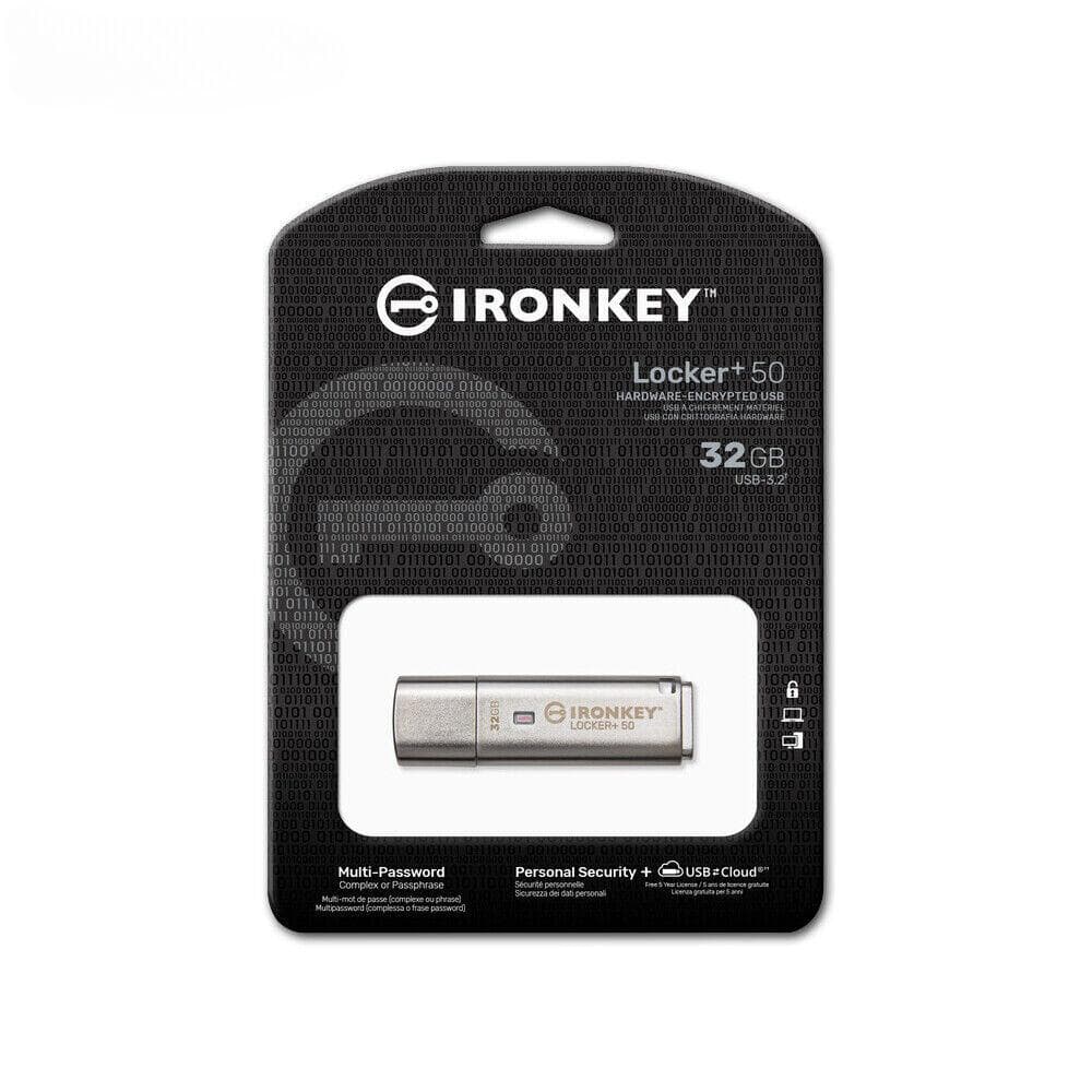 Kingston IronKey Locker+ 50 Encrypted USB Secure Flash Drive 32GB แฟลชไ ...