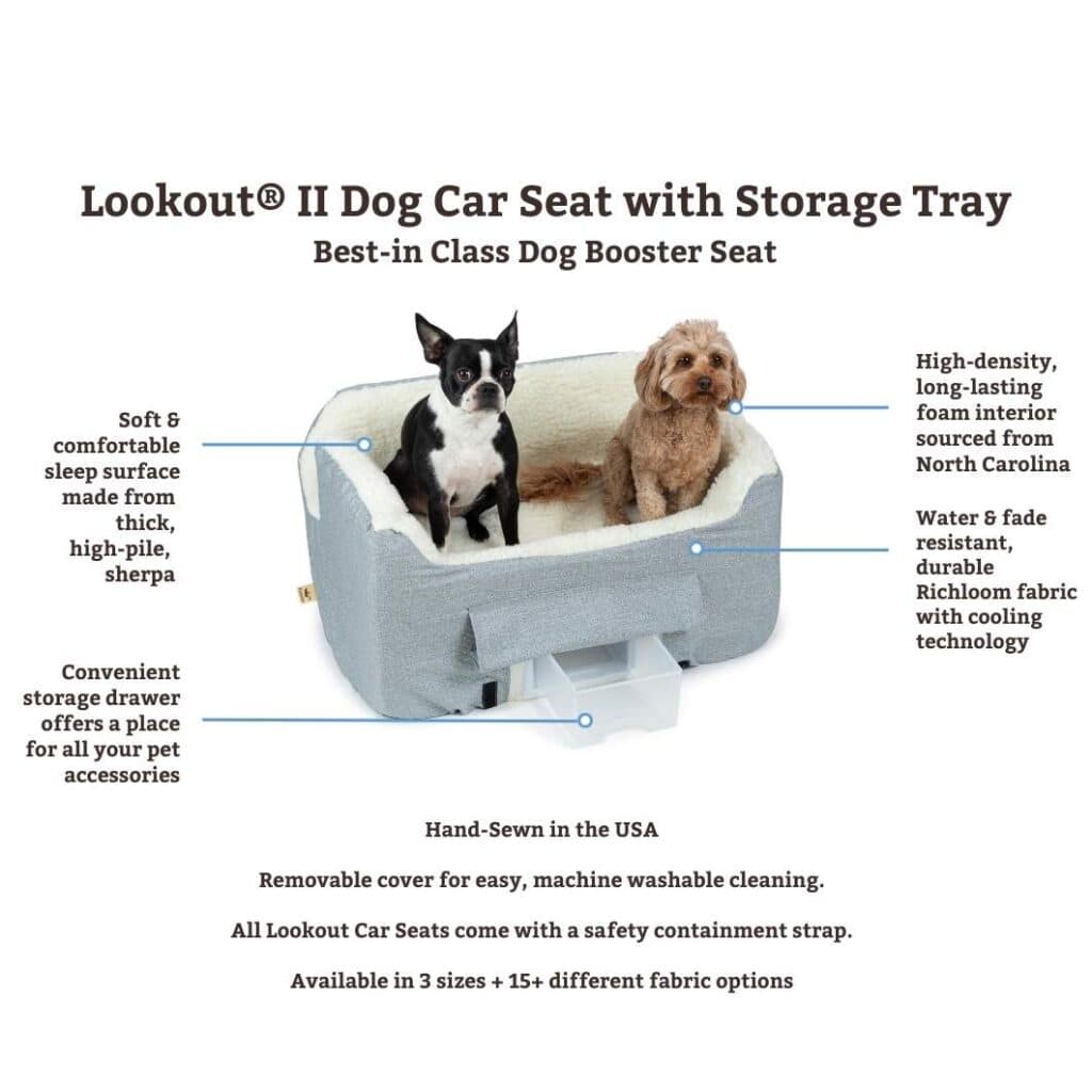 Snoozer Lookout II Dog & Pet Car Seat with Storage Tray