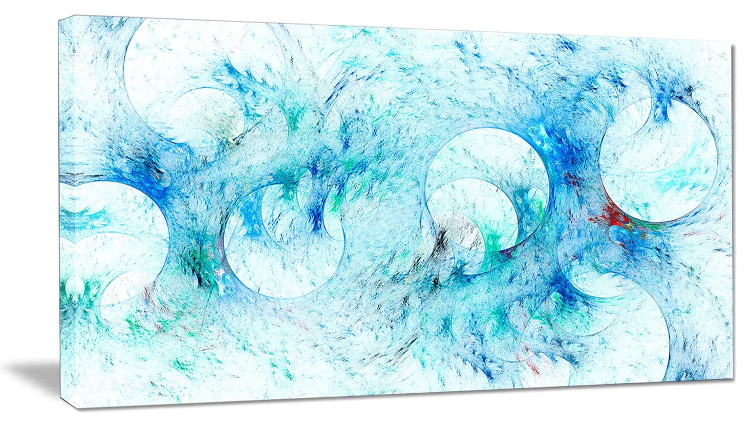 Blue White Fractal Glass Texture, Abstract Canvas Art Print, 32"x16"x1 ...