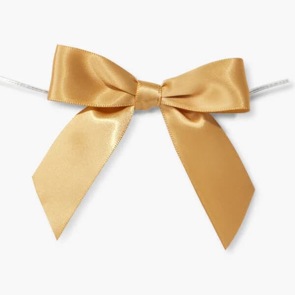 3" Gold Pre-Tied Satin Gift Bows with Twist Ties, 12 pack | Nashville Wraps