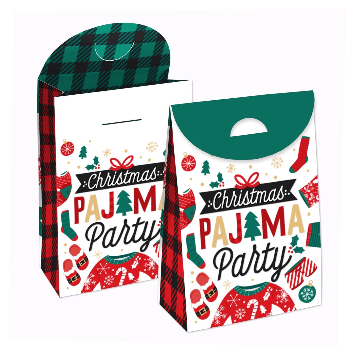 Big Dot of Happiness Christmas Pajamas - Holiday Plaid PJ Gift Favor ...