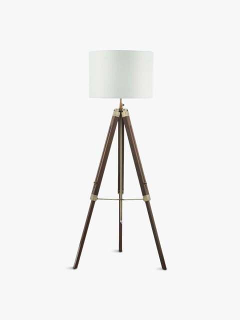Dar Lighting Easel Tripod Floor Lamp Base in Dark Wood, Cotton/Linen by ...