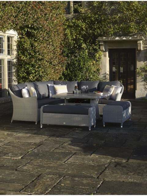 Bramblecrest Monterey Modular Sofa Dining Table Set With Firepi in Dove ...