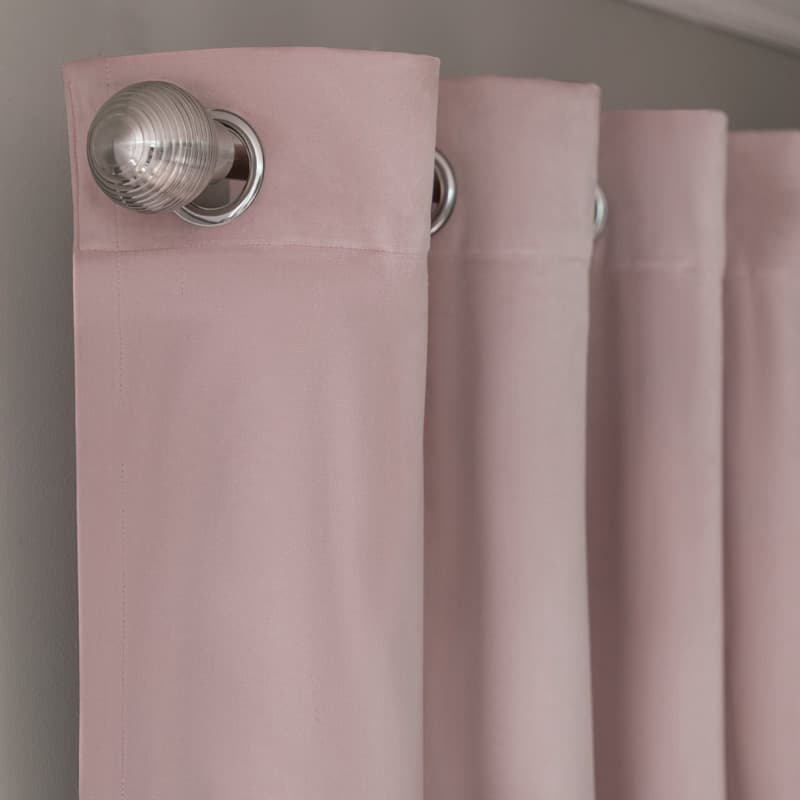 Habitat Matte Velvet Eyelet Curtain - Blush Pink by Habitat | ufurnish.com