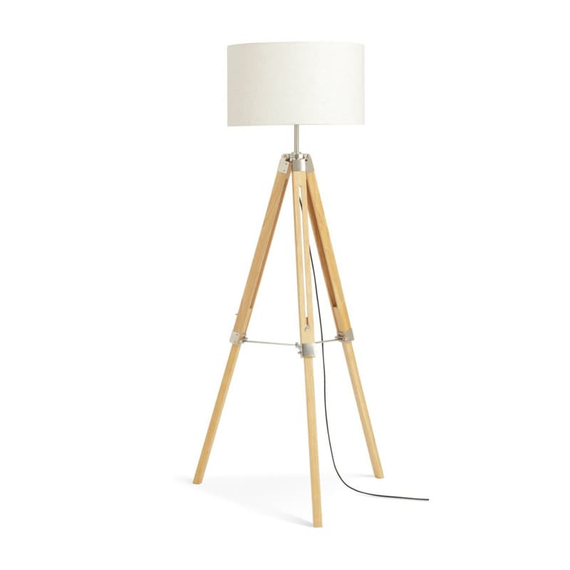 Habitat Lyle Rubber Wood Tripod Floor Lamp - Natural & Cream by Habitat ...